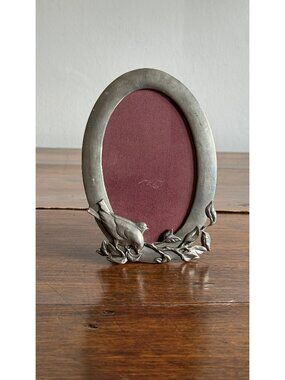 Vintage Seagull Pewter Oval Shaped Bird Photo Frame